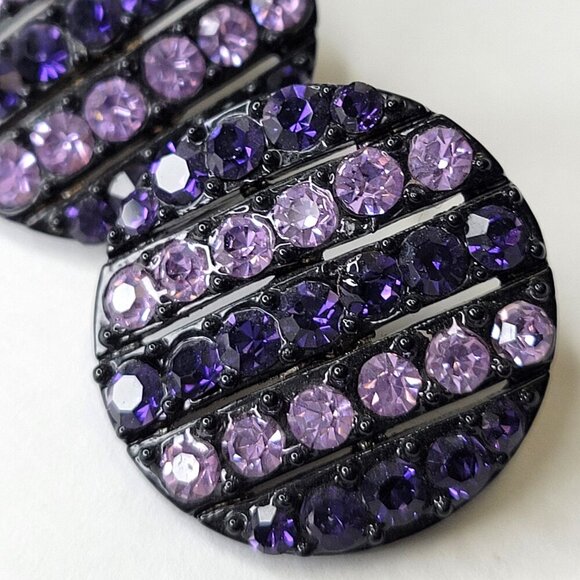 Purple Round Stud Earrings - Picture 5 of 9